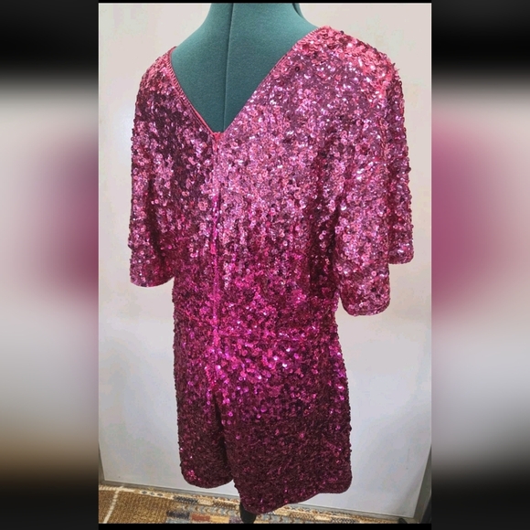 MANER Women’s Sequin Romper Sparkly Short Jumpsuit XL - Picture 7 of 11